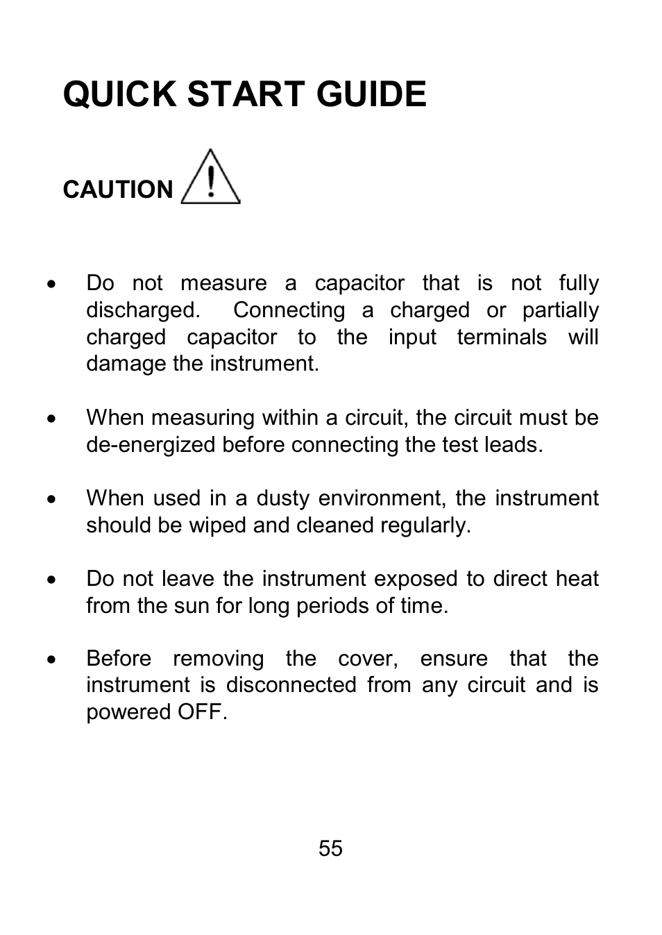 Quick start guide, Caution | B&K Precision 879B - Manual User Manual | Page 57 / 104
