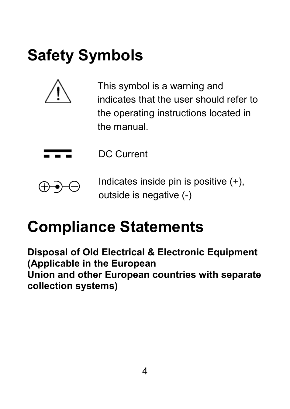 Compliance statements, Safety symbols | B&K Precision 879B - Manual User Manual | Page 6 / 104