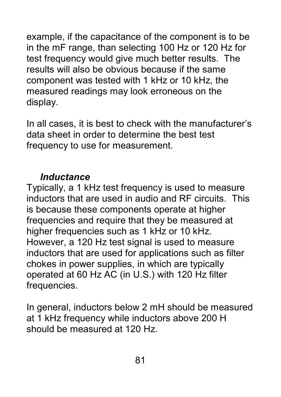 Inductance | B&K Precision 879B - Manual User Manual | Page 83 / 104