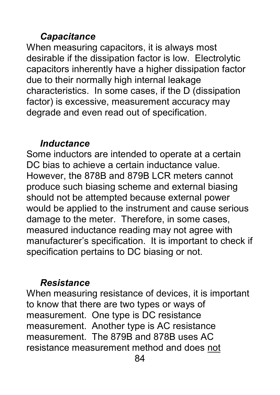 Capacitance, Inductance, Resistance | B&K Precision 879B - Manual User Manual | Page 86 / 104
