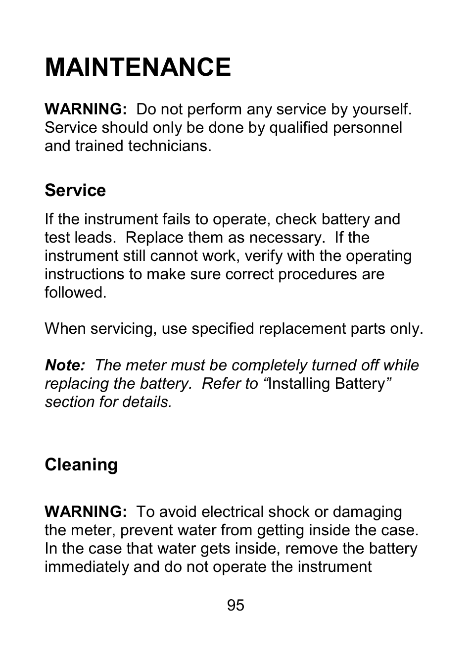 Maintenance, Service, Cleaning | B&K Precision 879B - Manual User Manual | Page 97 / 104