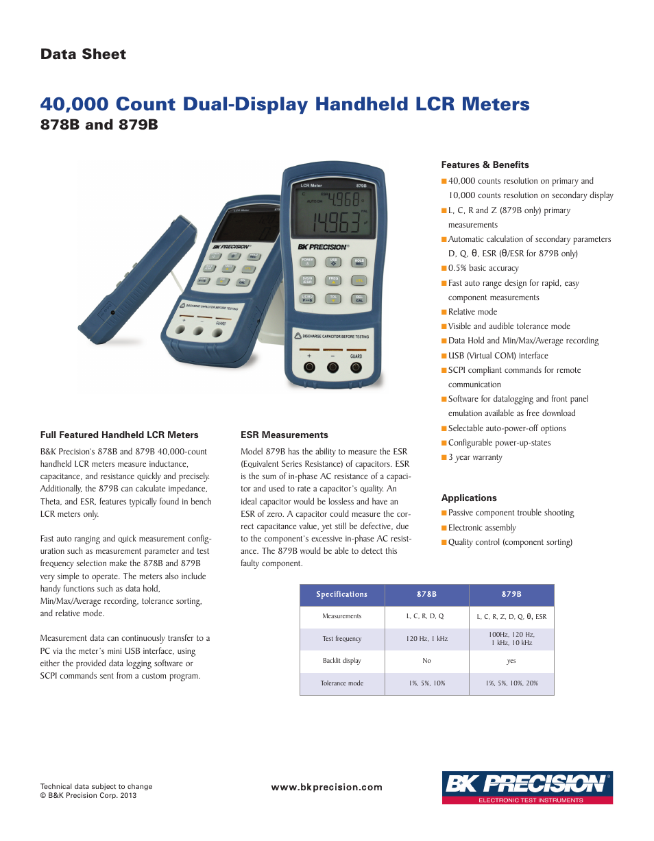 B&K Precision 879B - Datasheet User Manual | 4 pages