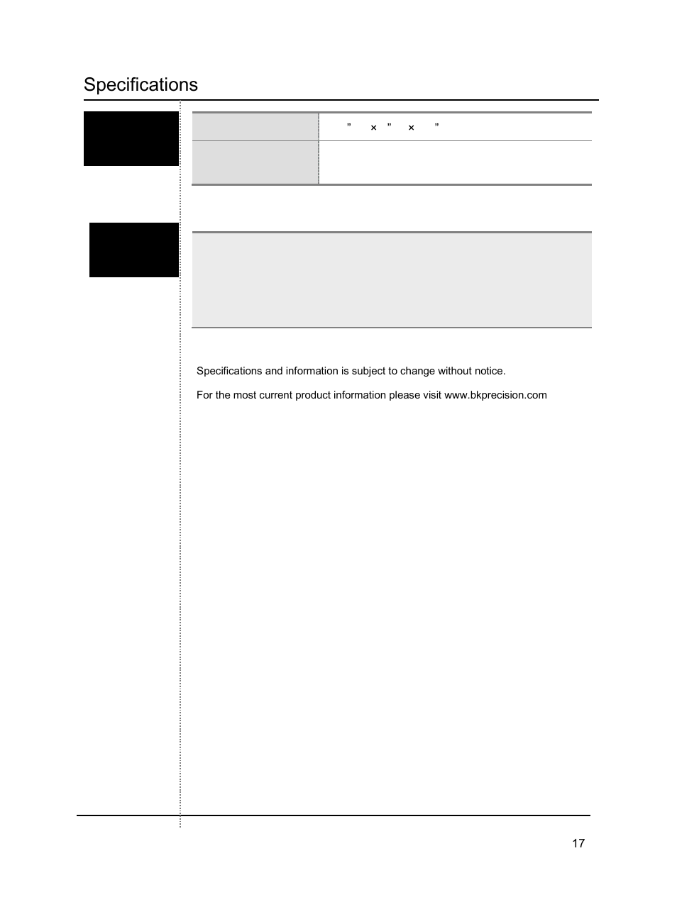 Specifications | B&K Precision 2640 - Manual User Manual | Page 17 / 84