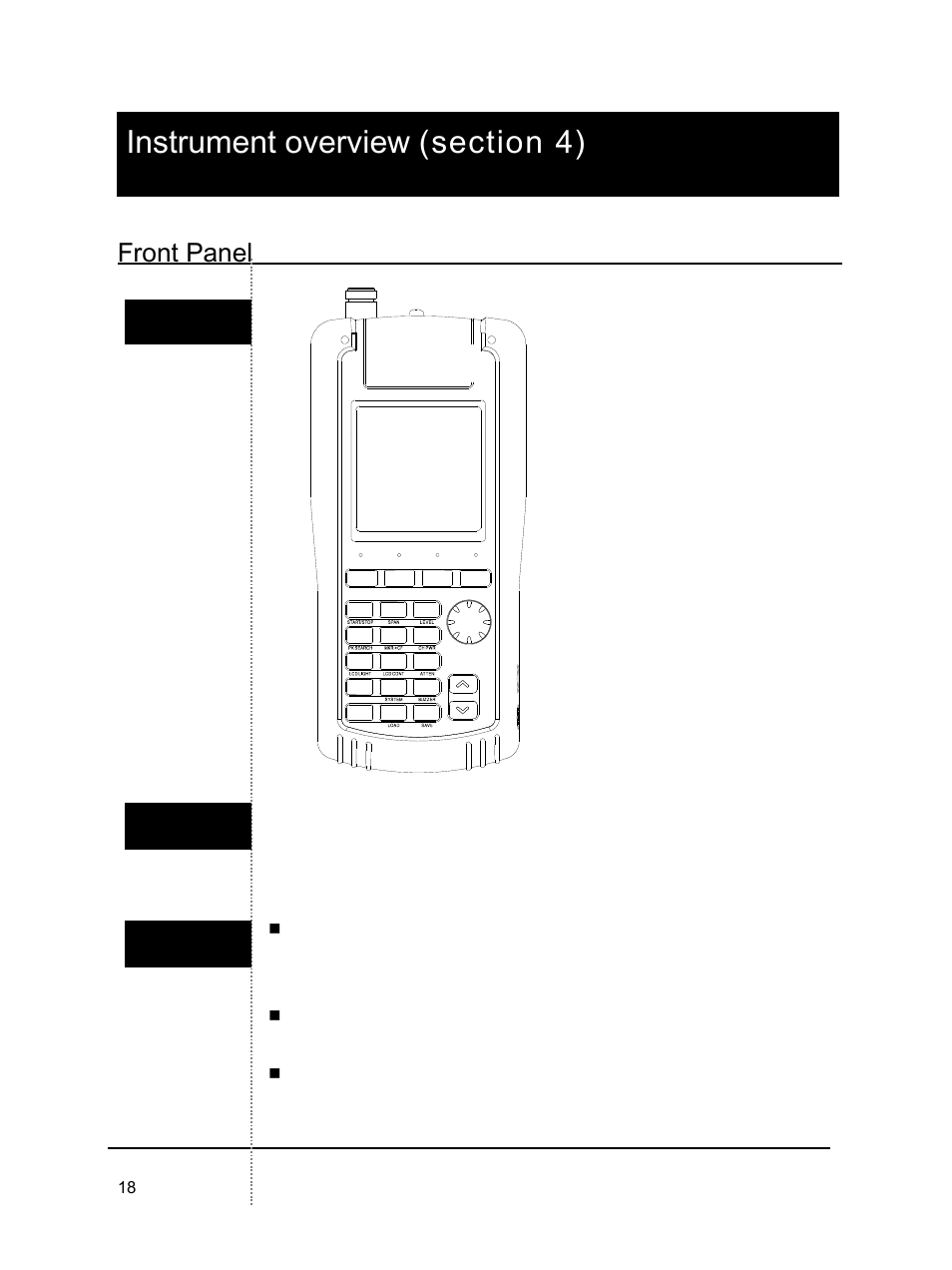 Front panel, Front figure, Key pad | B&K Precision 2640 - Manual User Manual | Page 18 / 84