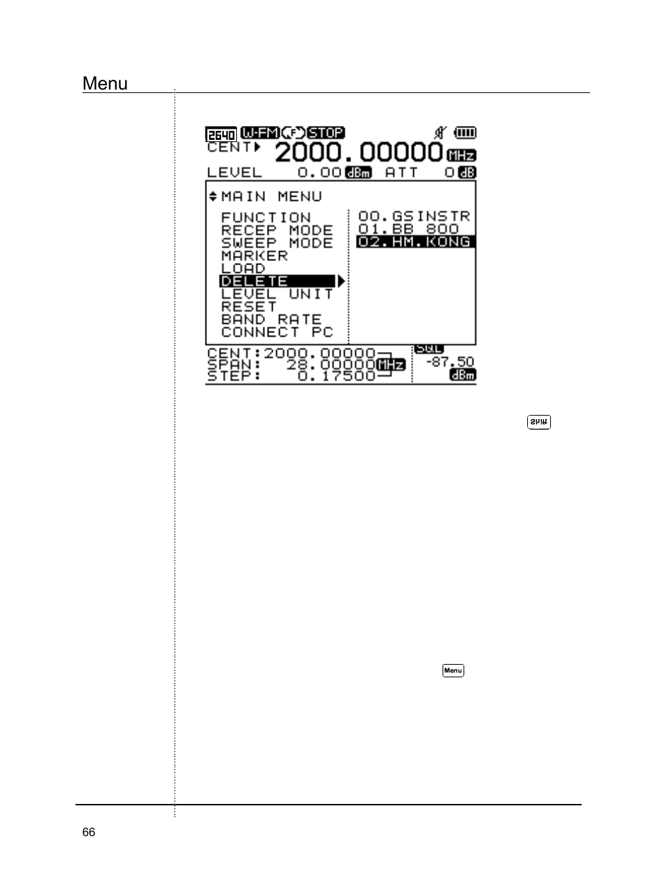 Menu | B&K Precision 2640 - Manual User Manual | Page 66 / 84