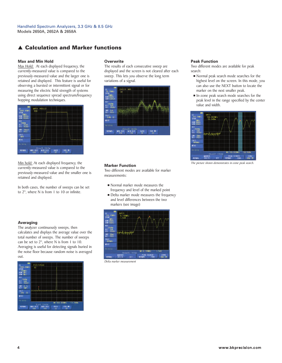 Calculation and marker functions | B&K Precision 2658A - Datasheet User Manual | Page 4 / 8