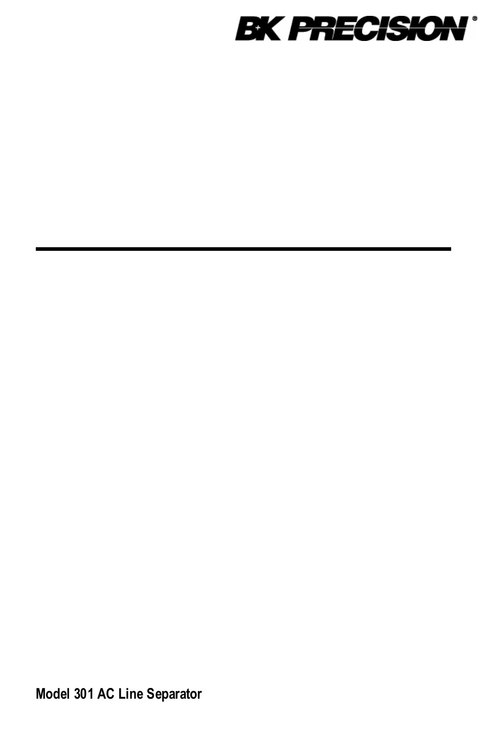 B&K Precision 301 - Manual User Manual | 9 pages