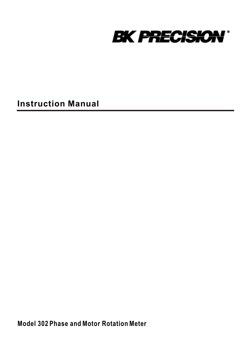 B&K Precision 302 - Manual User Manual | 16 pages