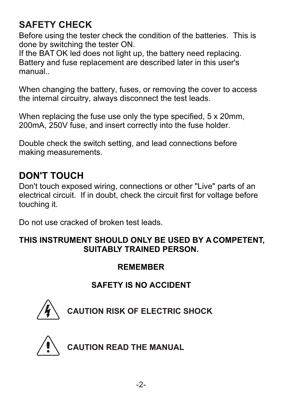 Safety check, Don't touch, General description | B&K Precision 302 - Manual User Manual | Page 4 / 16