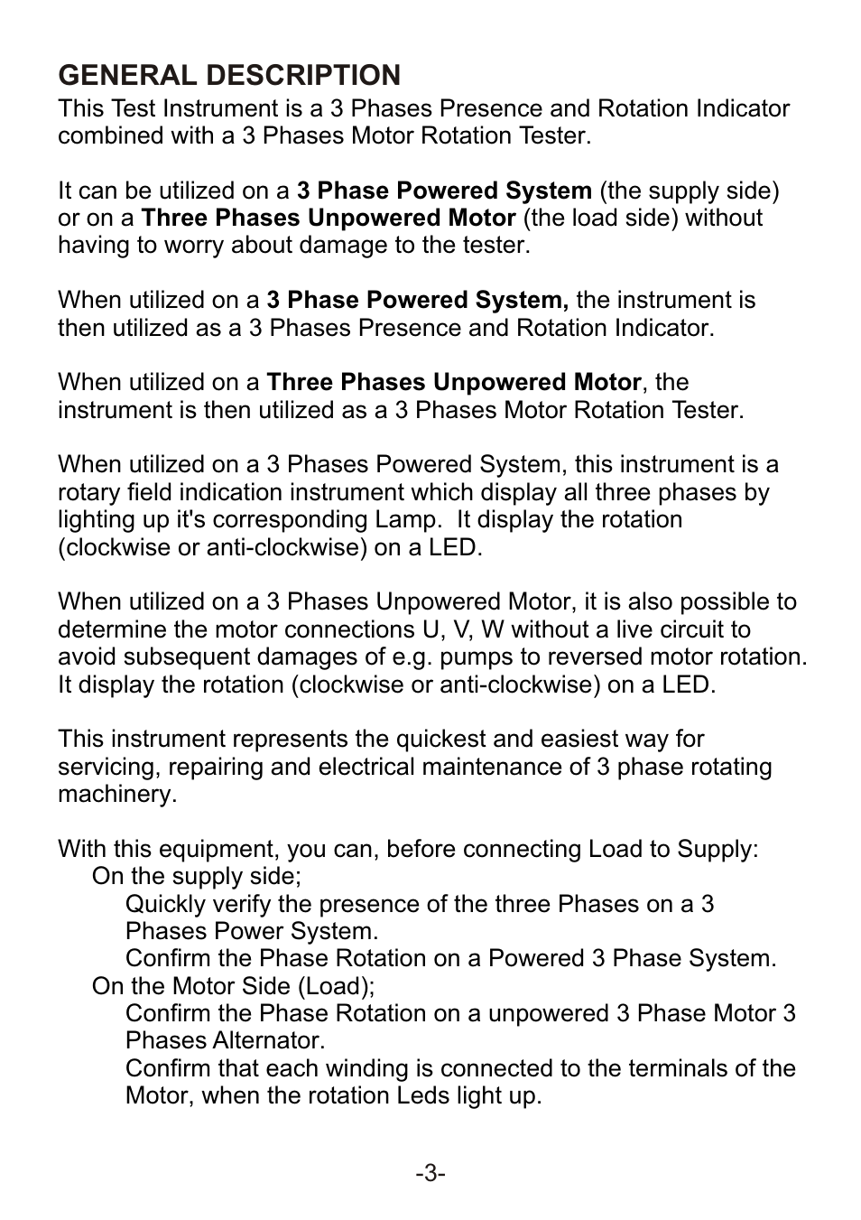 Safety check, Don't touch, General description | B&K Precision 302 - Manual User Manual | Page 5 / 16