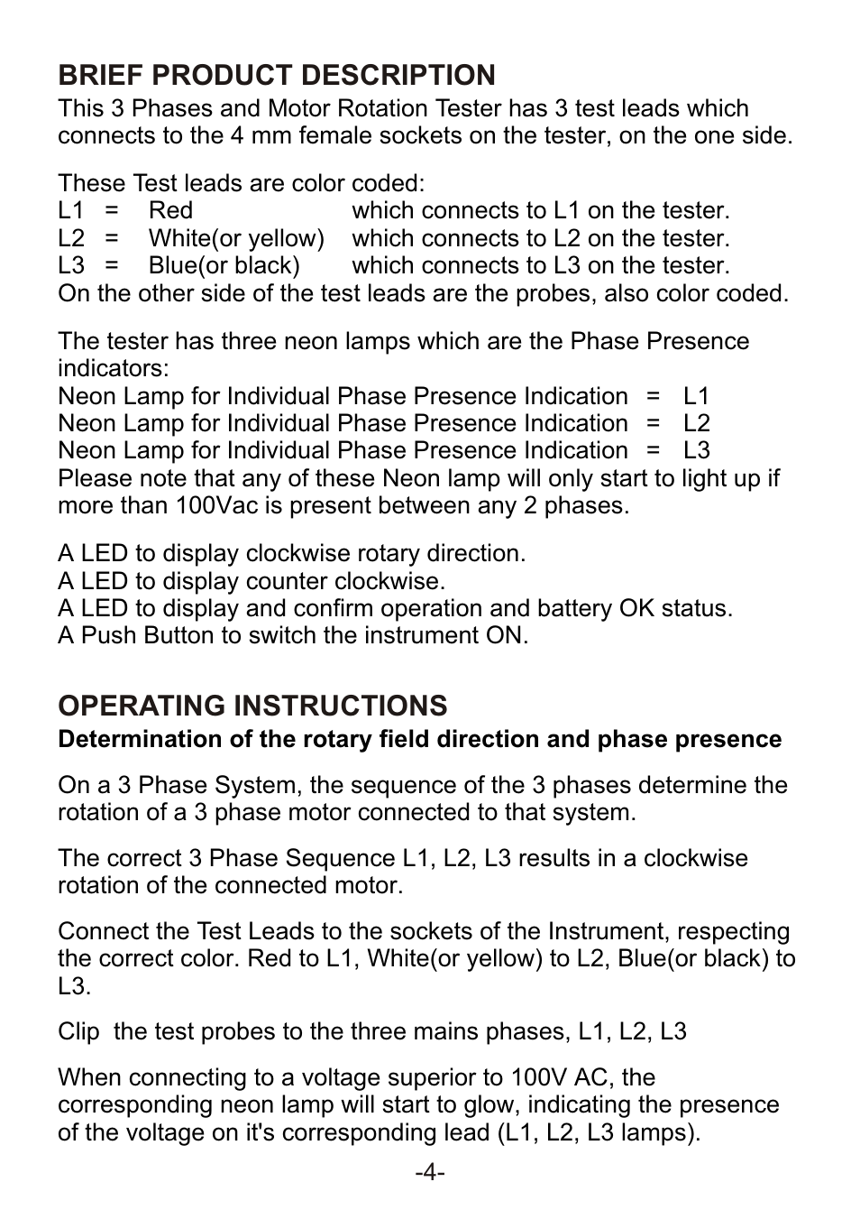 Brief product description operating instructions | B&K Precision 302 - Manual User Manual | Page 6 / 16