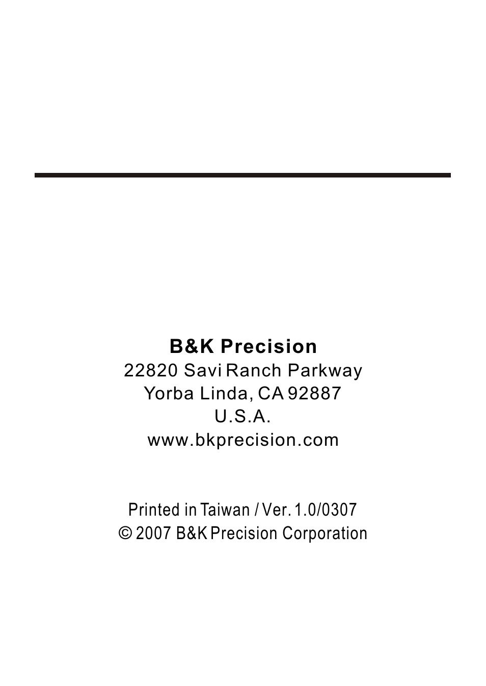B&k precision, Service information | B&K Precision 309 - Manual User Manual | Page 11 / 11
