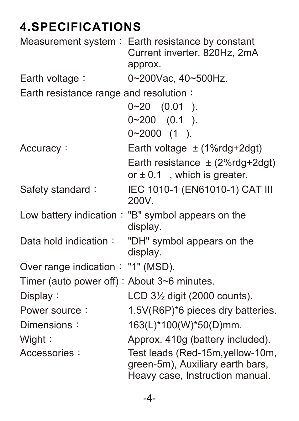 Measuring methods, Specifications | B&K Precision 309 - Manual User Manual | Page 6 / 11