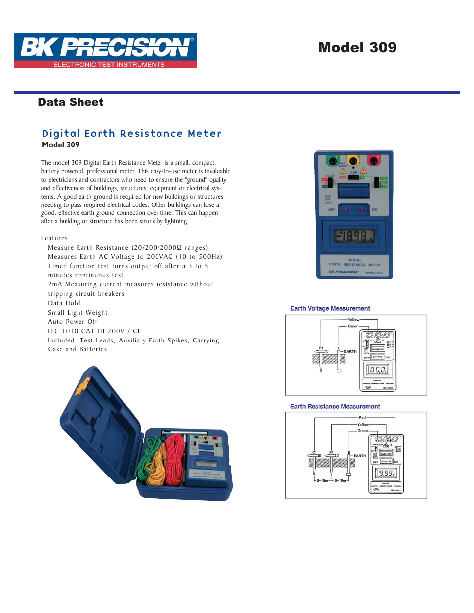 B&K Precision 309 - Datasheet User Manual | 1 page