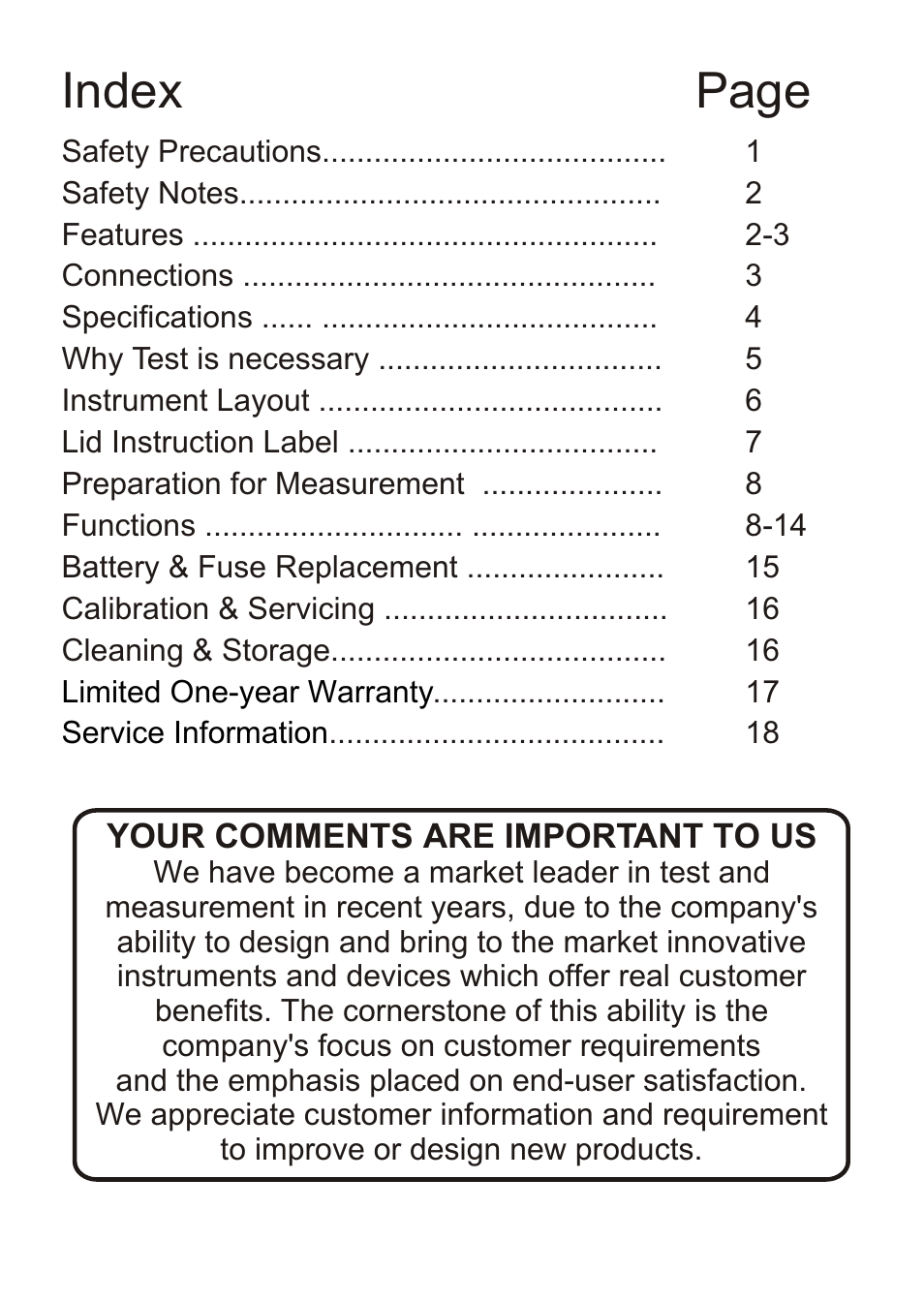 Index page | B&K Precision 307A - Manual User Manual | Page 2 / 21