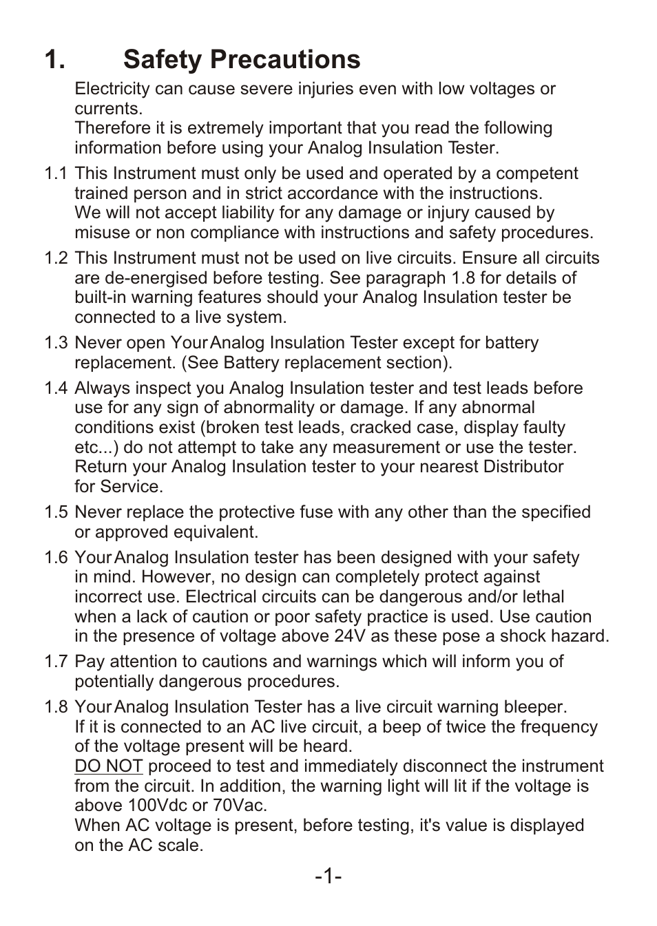 Safety precautions | B&K Precision 307A - Manual User Manual | Page 3 / 21