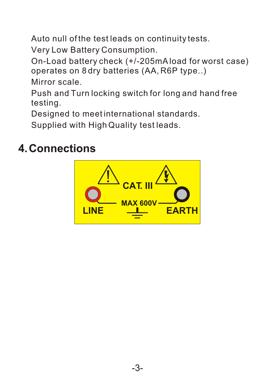 Connections | B&K Precision 307A - Manual User Manual | Page 5 / 21