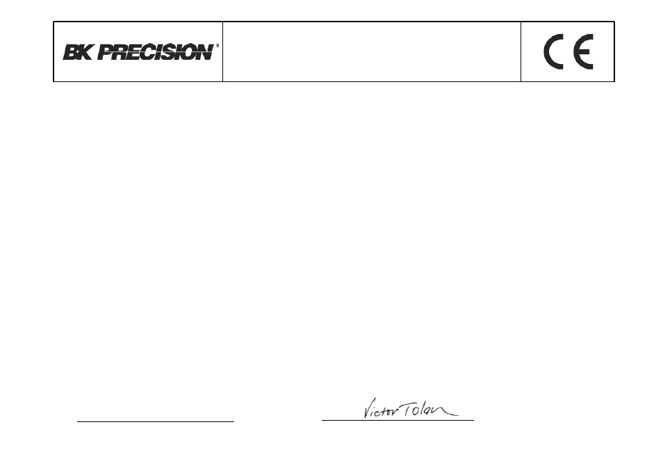 Declaration of ce conformity | B&K Precision 602 - Manual User Manual | Page 17 / 18