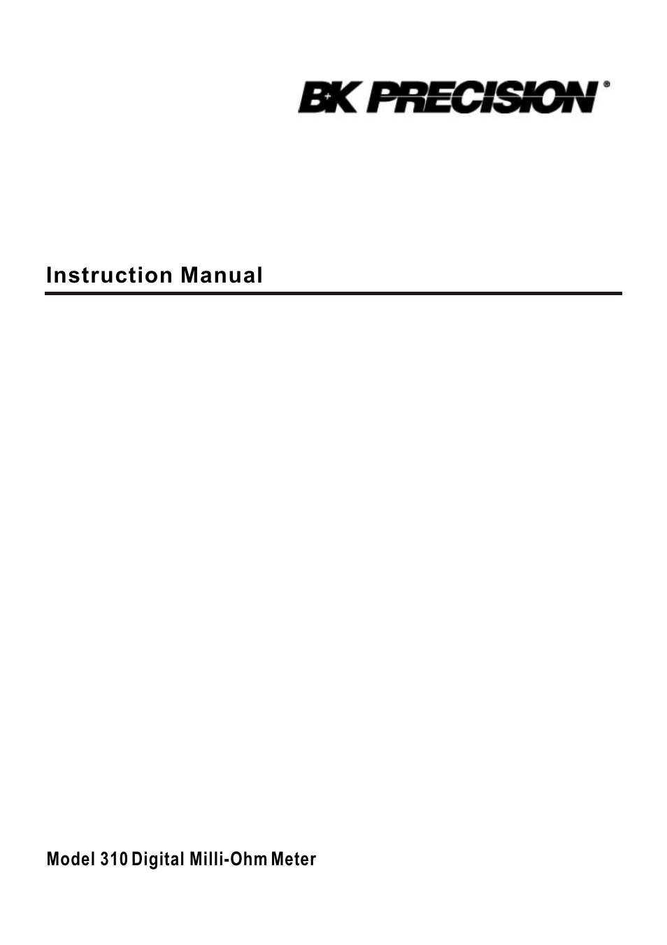 B&K Precision 310 - Manual User Manual | 20 pages