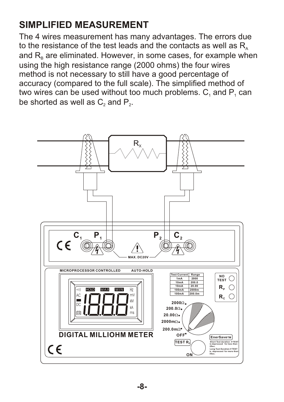 Simplified measurement, Be shorted as well as c and p, Digital milliohm meter | B&K Precision 310 - Manual User Manual | Page 10 / 20