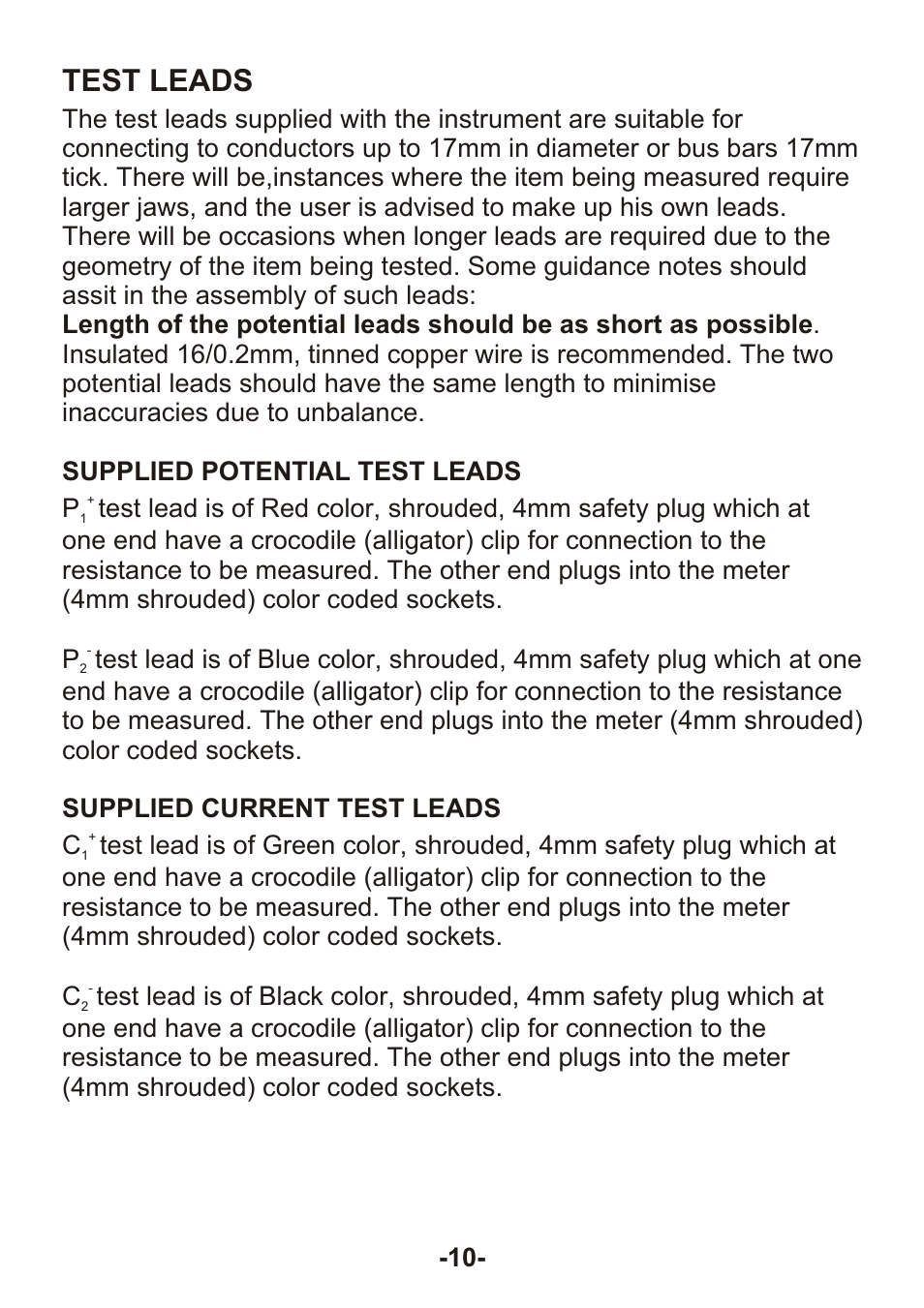 Test leads | B&K Precision 310 - Manual User Manual | Page 12 / 20