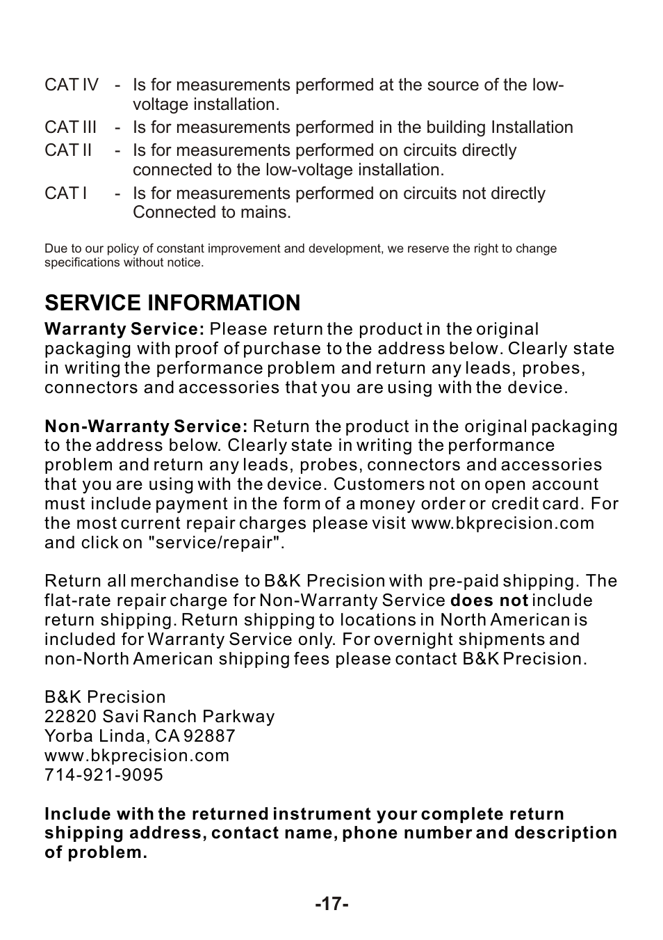 Service information | B&K Precision 310 - Manual User Manual | Page 19 / 20