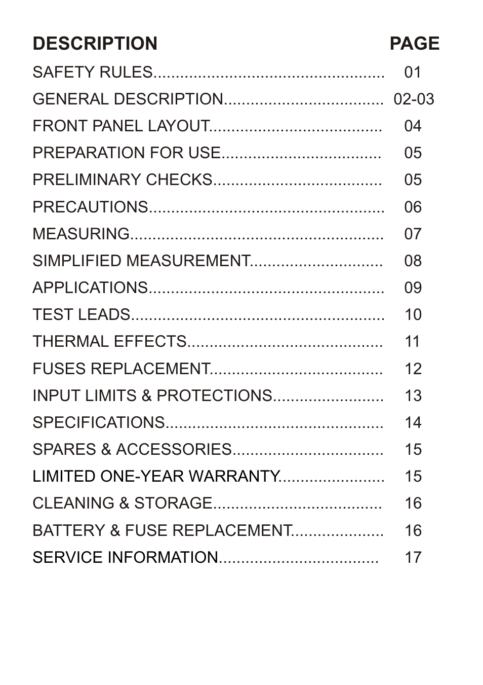 Description page | B&K Precision 310 - Manual User Manual | Page 2 / 20