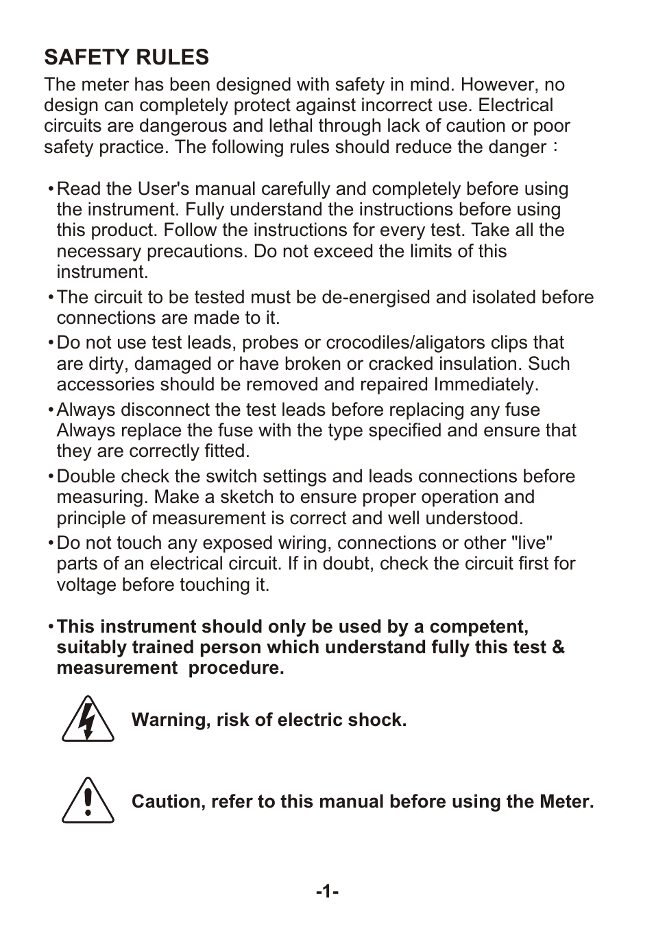 Safety rules | B&K Precision 310 - Manual User Manual | Page 3 / 20