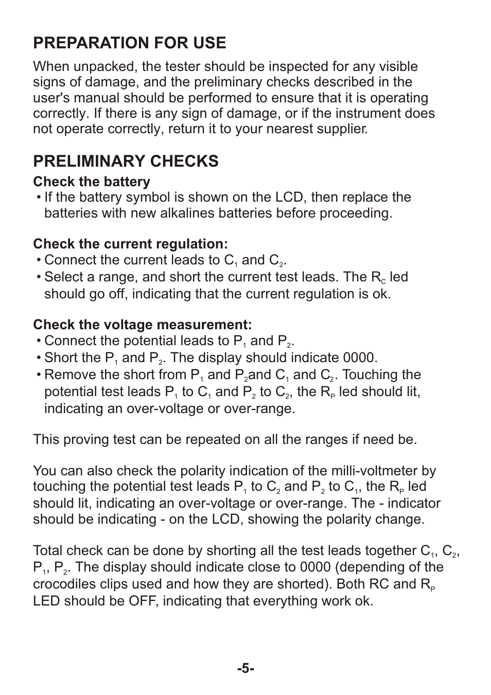 Preparation for use, Preliminary checks | B&K Precision 310 - Manual User Manual | Page 7 / 20