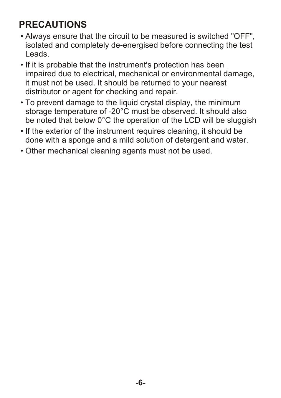 Precautions | B&K Precision 310 - Manual User Manual | Page 8 / 20
