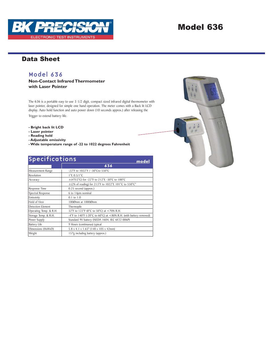 B&K Precision 636 - Datasheet User Manual | 1 page