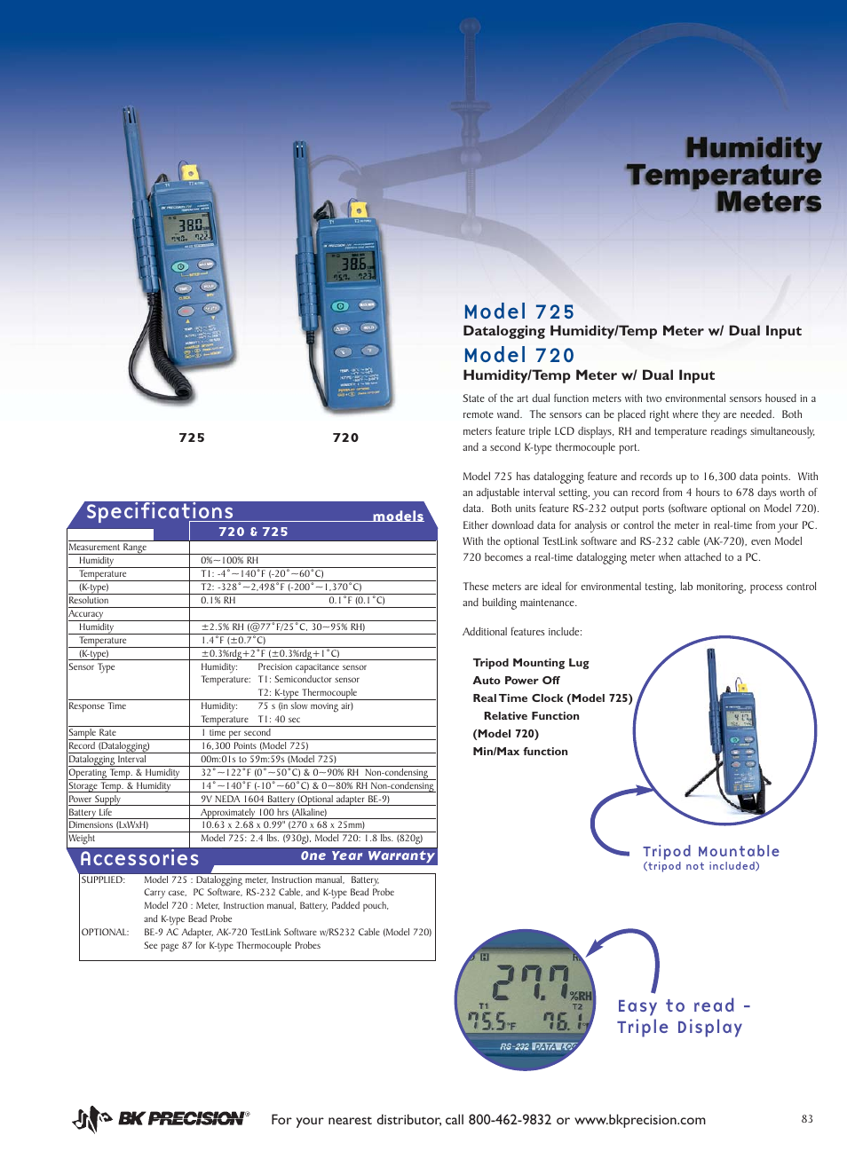 B&K Precision 725 - Datasheet User Manual | 1 page