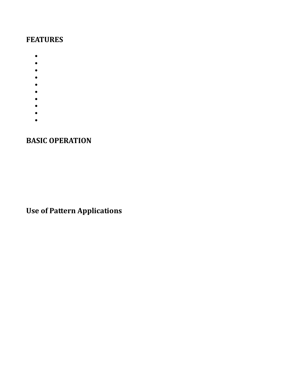 Features, Basic operation, Use of pattern applications | B&K Precision 1280B - Manual User Manual | Page 6 / 8