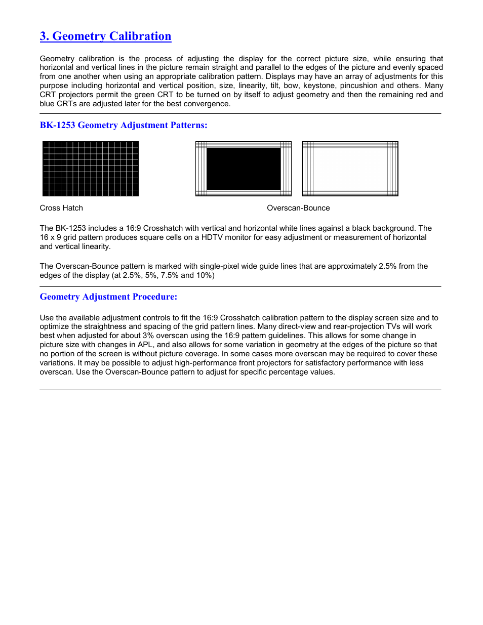 Geometry calibration | B&K Precision 1253 - Manual User Manual | Page 28 / 37