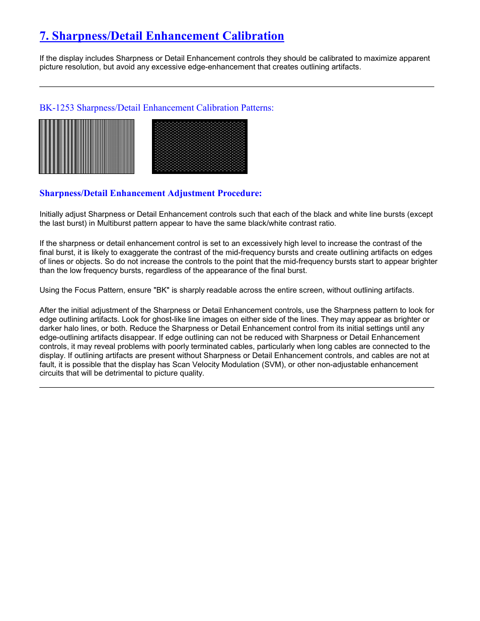 Sharpness/detail enhancement calibration | B&K Precision 1253 - Manual User Manual | Page 33 / 37