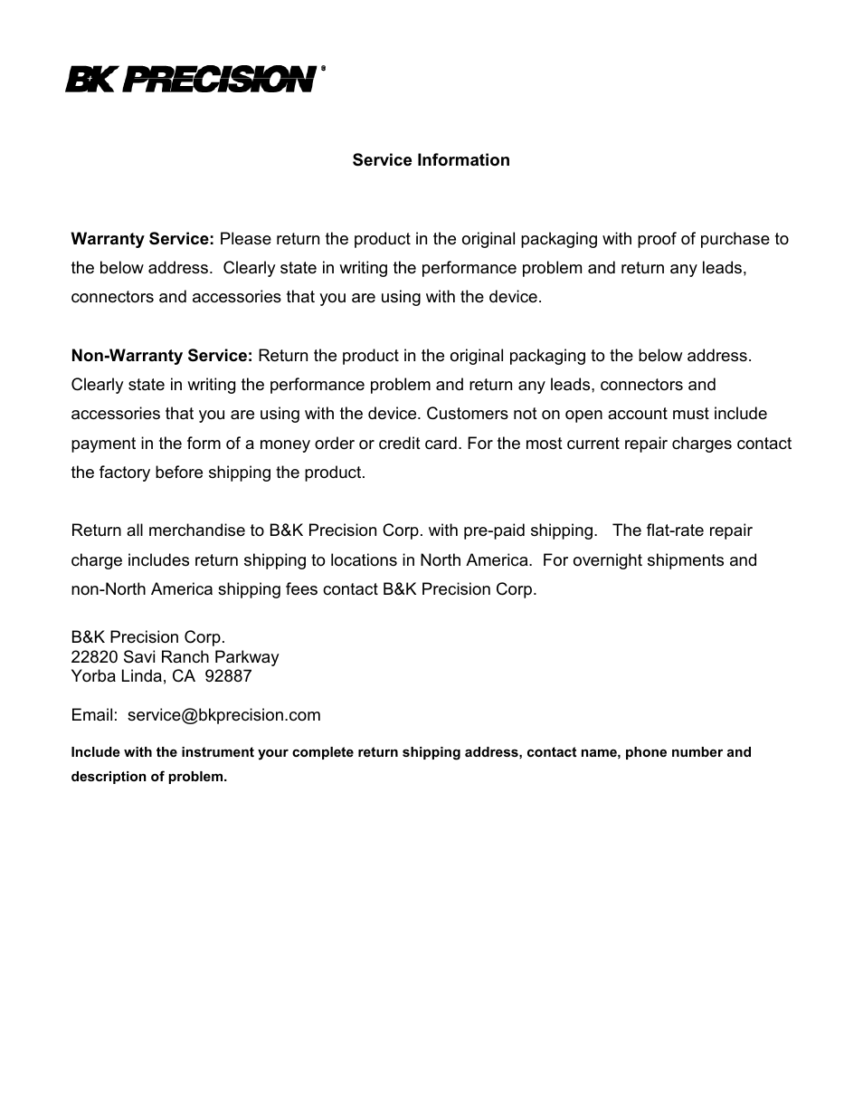 Service information | B&K Precision 1253 - Manual User Manual | Page 36 / 37