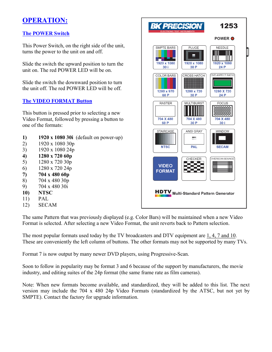 Operation | B&K Precision 1253 - Manual User Manual | Page 4 / 37