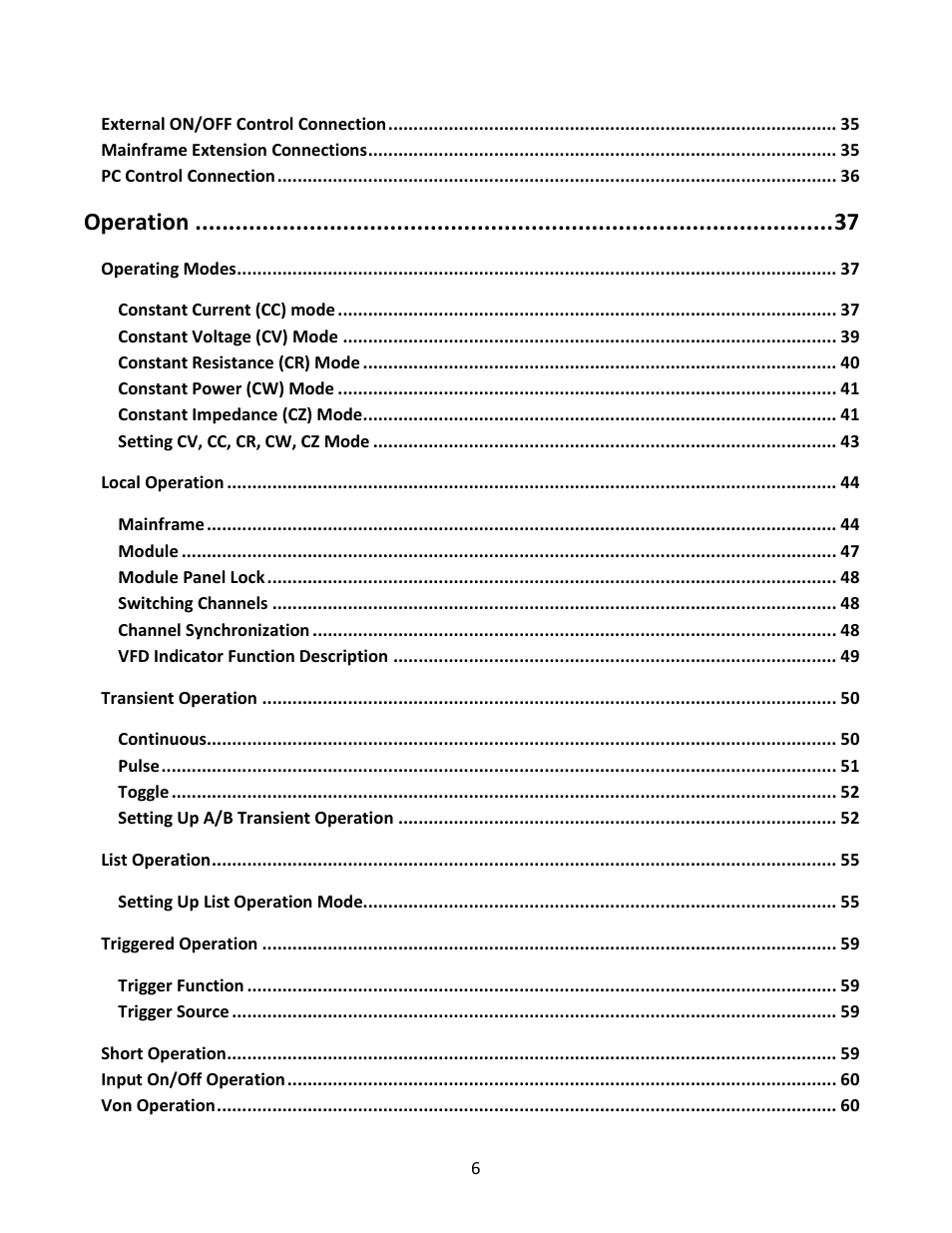 Operation | B&K Precision MDL Series - Manual User Manual | Page 6 / 80