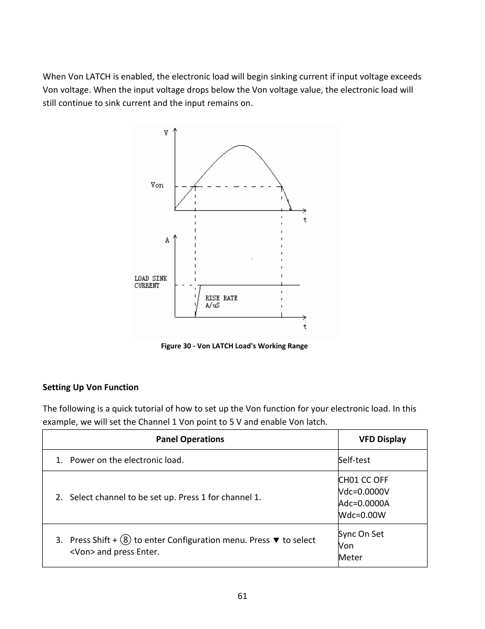 Setting up von function | B&K Precision MDL Series - Manual User Manual | Page 61 / 80