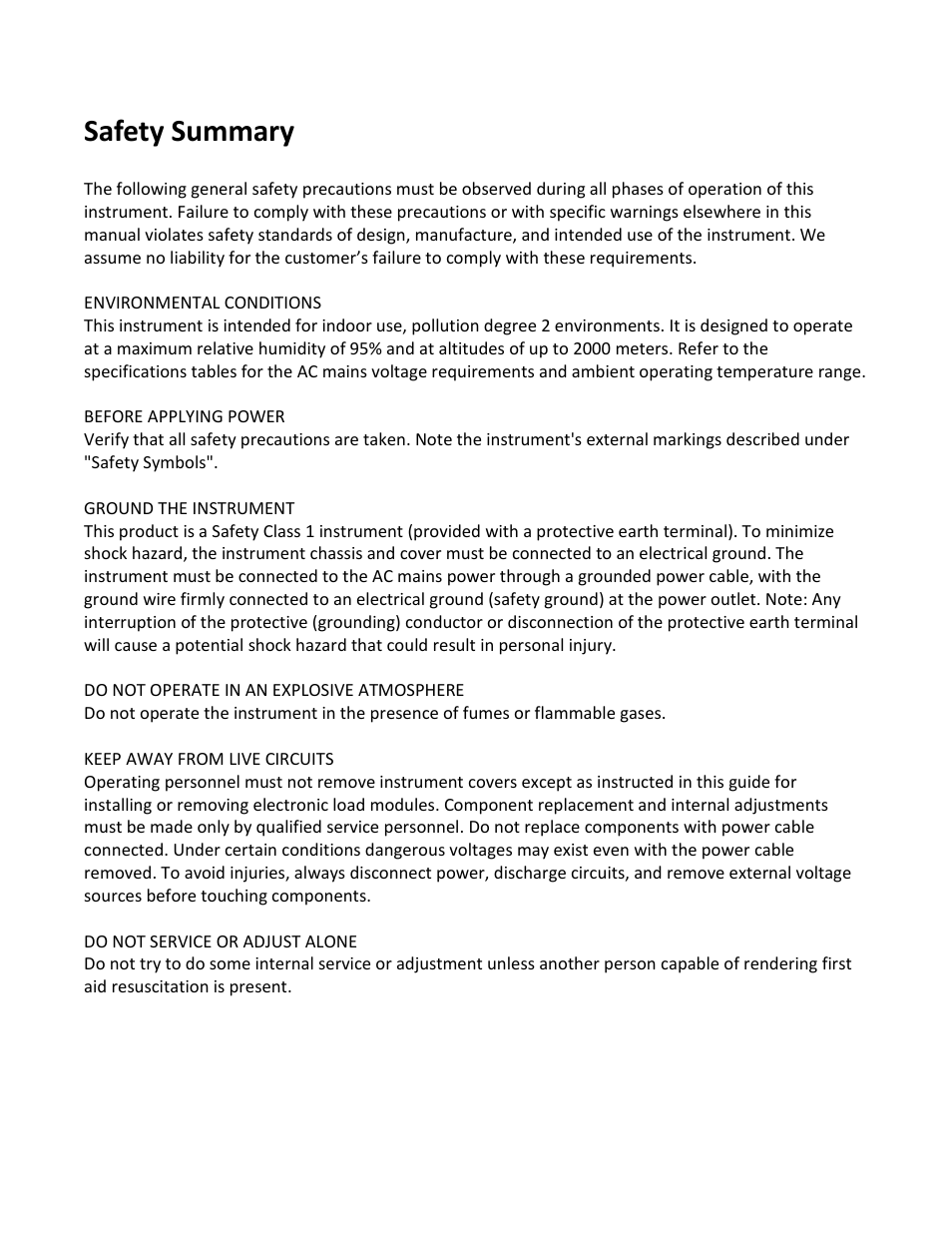 Safety summary | B&K Precision MDL Series - Programming Manual User Manual | Page 2 / 97