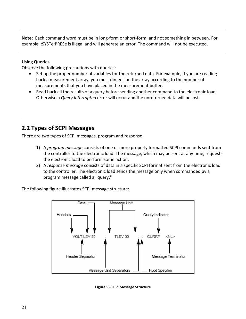 2 types of scpi messages | B&K Precision MDL Series - Programming Manual User Manual | Page 21 / 97