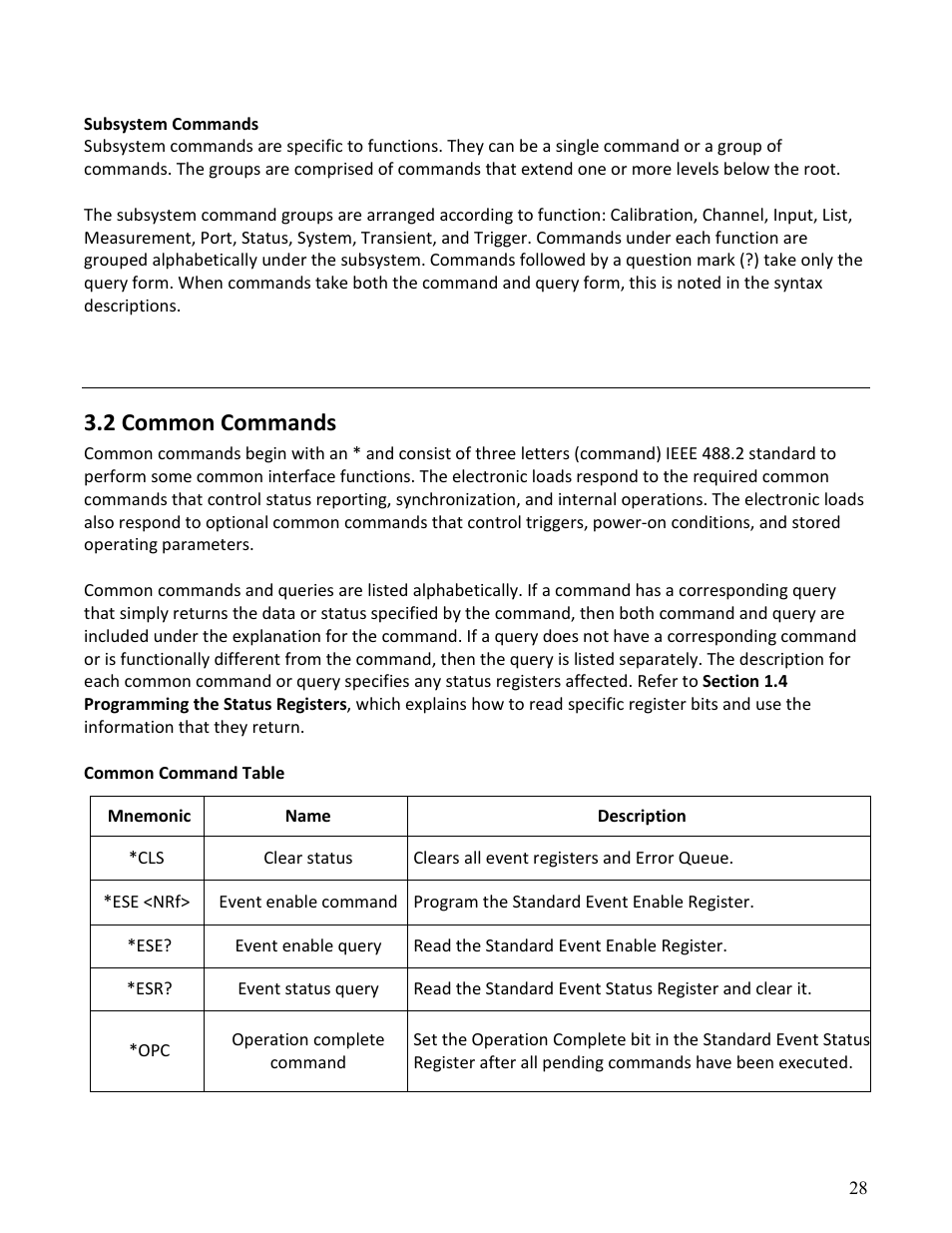 2 common commands | B&K Precision MDL Series - Programming Manual User Manual | Page 28 / 97