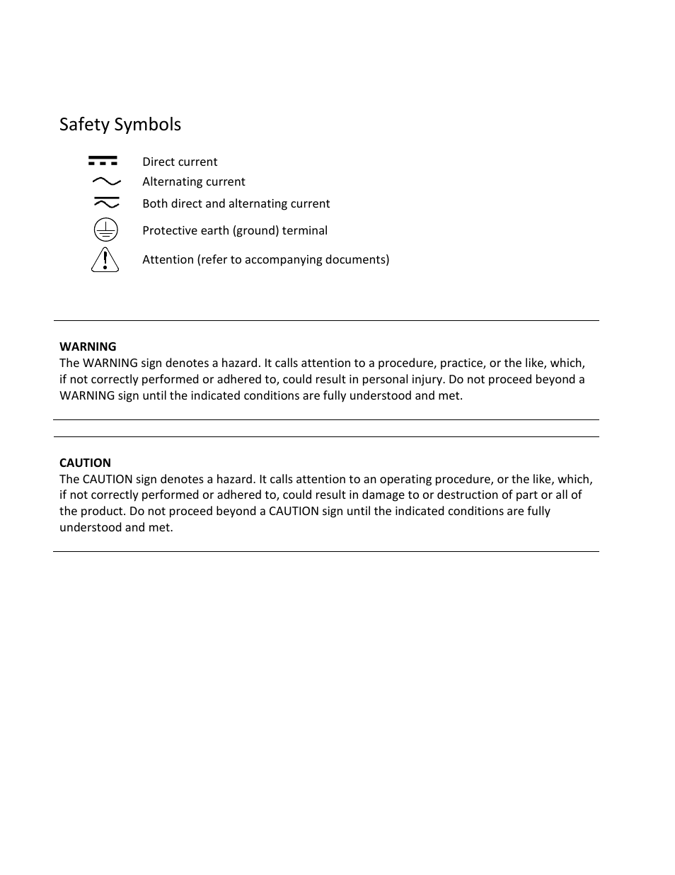 Safety symbols | B&K Precision MDL Series - Programming Manual User Manual | Page 3 / 97