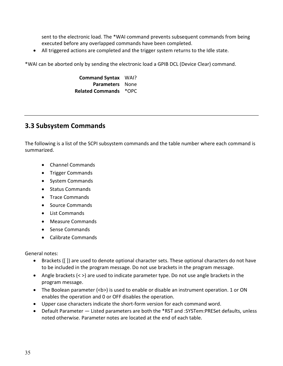 3 subsystem commands | B&K Precision MDL Series - Programming Manual User Manual | Page 35 / 97