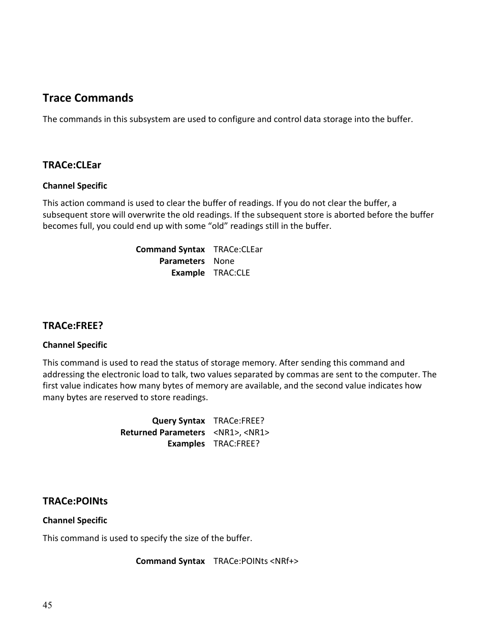 Trace commands | B&K Precision MDL Series - Programming Manual User Manual | Page 45 / 97