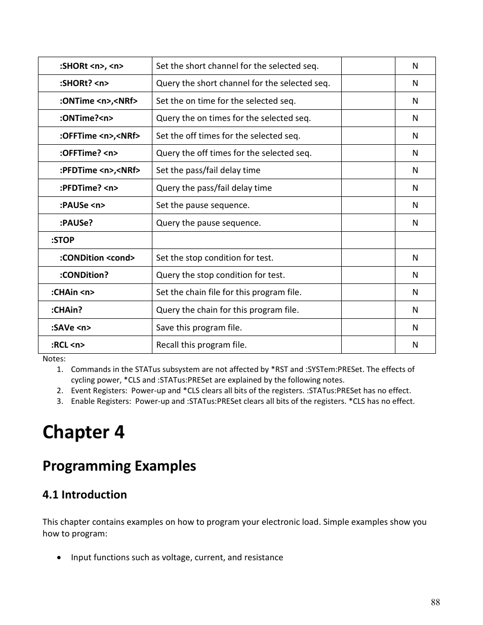 Chapter 4, Programming examples, 1 introduction | B&K Precision MDL Series - Programming Manual User Manual | Page 88 / 97