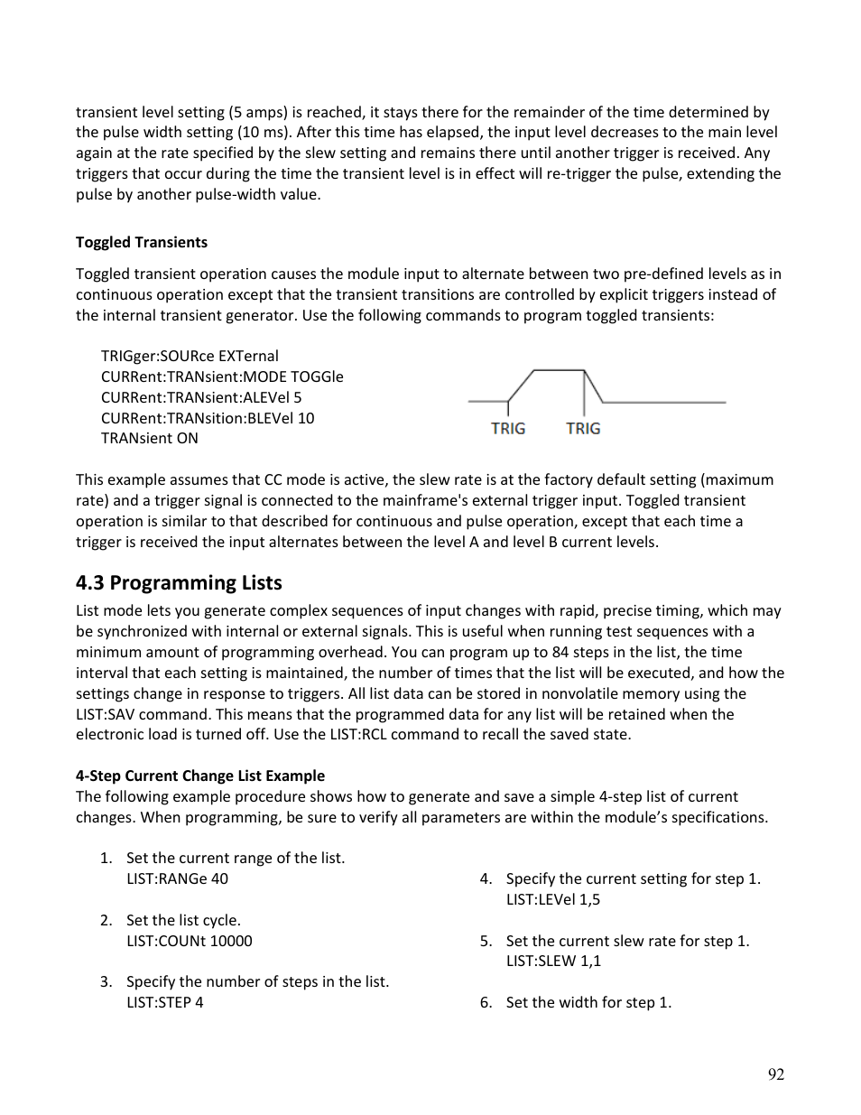 3 programming lists | B&K Precision MDL Series - Programming Manual User Manual | Page 92 / 97