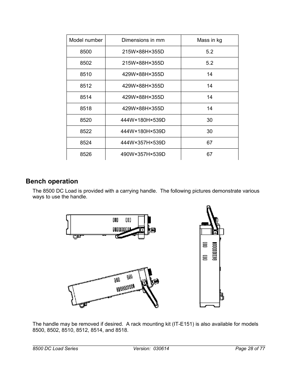 Bench operation | B&K Precision 8500-8526 - Manual User Manual | Page 28 / 77