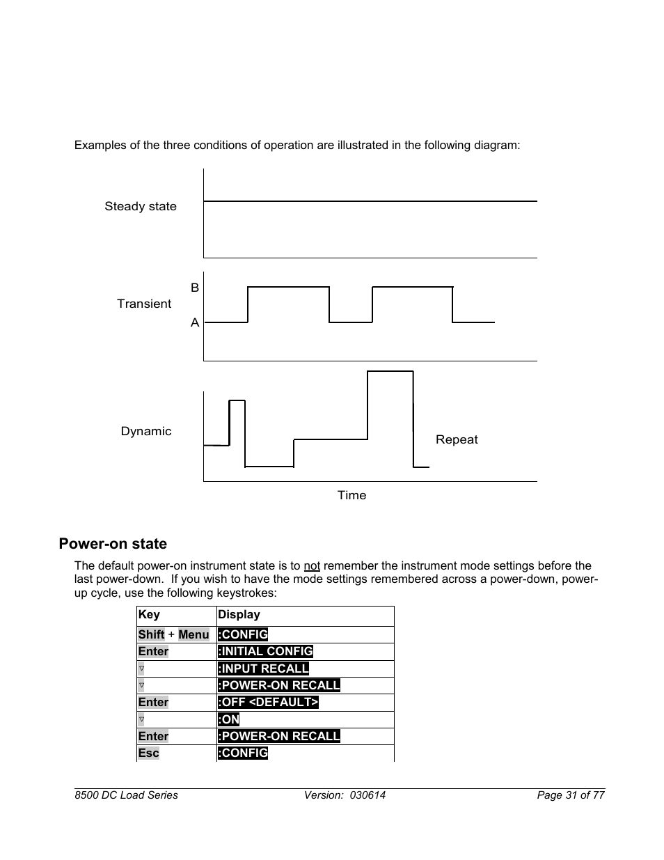 Power-on state | B&K Precision 8500-8526 - Manual User Manual | Page 31 / 77