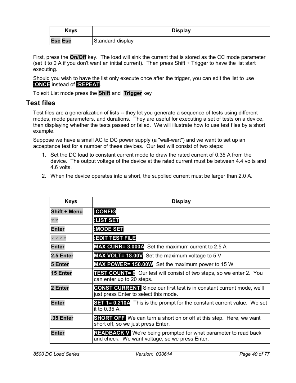 Test files | B&K Precision 8500-8526 - Manual User Manual | Page 40 / 77